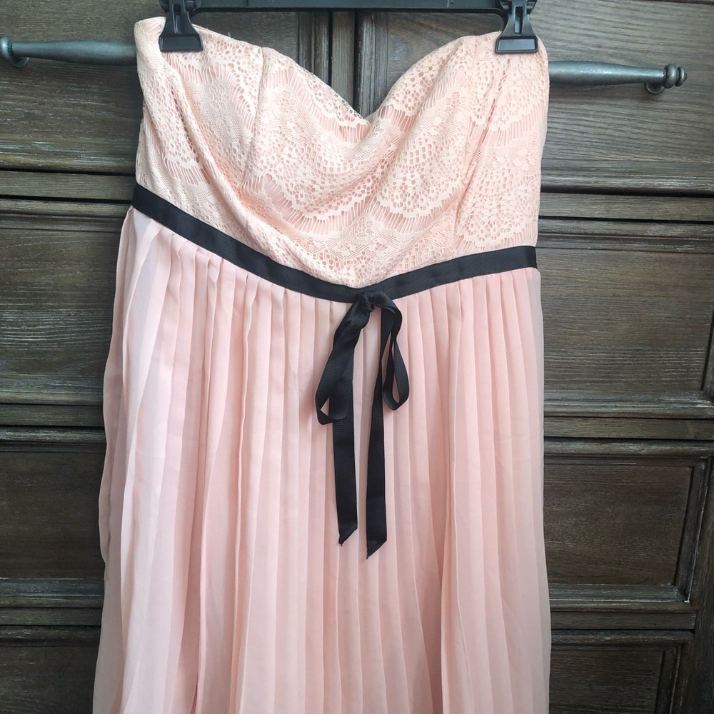 Light pink and black strapless dress size M/L